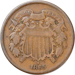 1864-1873 Two Cent Piece in Holder Main Image