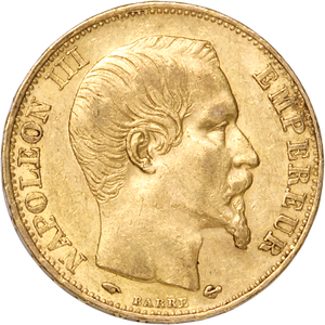 1852-1870 France Gold 20 Francs in Air-Tite Main Image