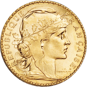 1907-1914 France Gold 20 Francs Rooster Re-Strike Main Image