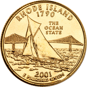2001 Gold-Plated Rhode Island Statehood Quarter Main Image