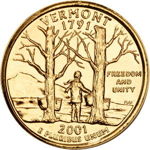 2001 Gold-Plated Vermont Statehood Quarter Main Image