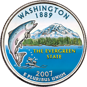2007 Colorized Washington Statehood Quarter Main Image