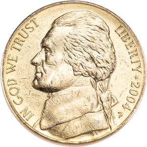 2004 Gold-Plated Peace Medal Jefferson Nickel Main Image