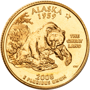 2008 Gold-Plated Alaska Statehood Quarter Main Image