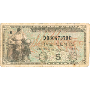 Five Cent Military Payment Certificate Main Image