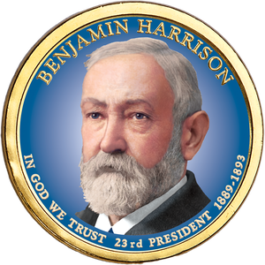 2012 Colorized Benjamin Harrison  Presidential Dollar Main Image