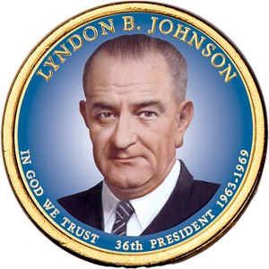 2015 Colorized Lyndon B. Johnson Presidential Dollar Main Image