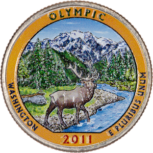 2011 Colorized Olympic National Park Quarter Main Image