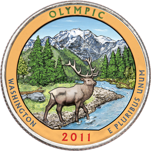 2011 Colorized Olympic National Park Quarter Main Image