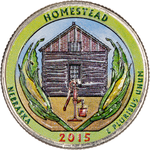 2015 Colorized Homestead National Monument of America Quarter Main Image