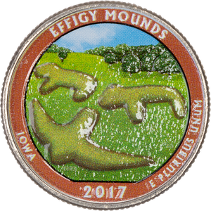 2017 Colorized Effigy Mounds National Monument Quarter Main Image