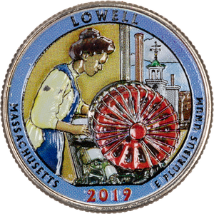2019 Colorized Lowell National Historical Park Quarter Main Image