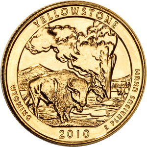 2010 Gold-Plated Yellowstone America's National Park Quarter Main Image
