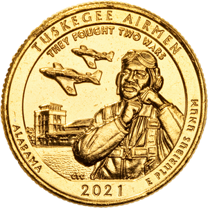 2021 Gold-Plated Tuskegee Airmen National Historic Site Quarter Main Image