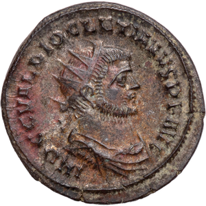 A.D.284-305 Diocletian Silvered Bronze, Jupiter Reverse Main Image