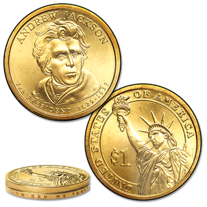2008 Andrew Jackson Presidential Dollar Error, Missing Edge Lettering Main Image
