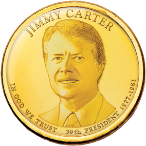 Colorized "Modern Presidents" Dollar with Golden Hue - Jimmy Carter Main Image
