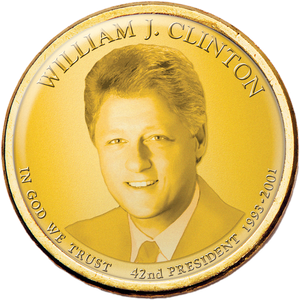 Colorized "Modern Presidents" Dollar with Golden Hue - William "Bill" Clinton Main Image