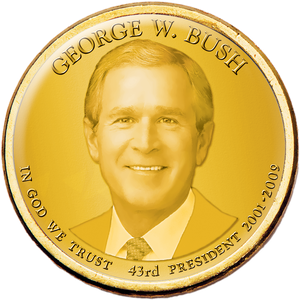 Colorized "Modern Presidents" Dollar with Golden Hue - George W. Bush Main Image