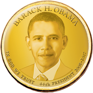 Colorized "Modern Presidents" Dollar with Golden Hue - Barack Obama Main Image