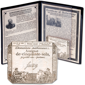 1789-1796 France 50 Sol Assignat Note Main Image