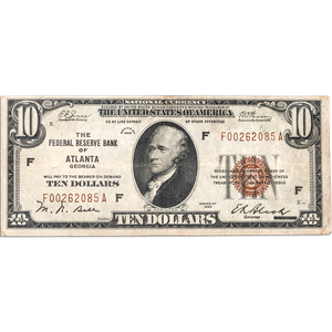 1929 $10 Federal Reserve Bank Note Main Image