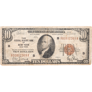 1929 $10 Federal Reserve Bank Note Main Image