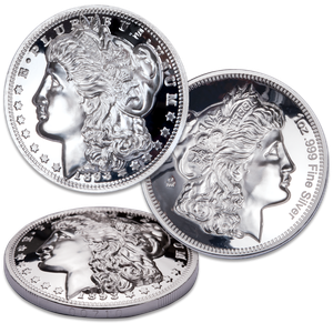1 oz. Domed Silver Round - Morgan Dollar Design Main Image