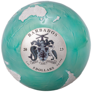 2023 Barbados 3 oz. Silver $5 Blue Marble  - Earth Main Image