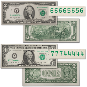 $1 & $2 Federal Reserve Binary Note Set Main Image