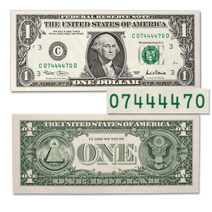 Quad Center Radar $1 Federal Reserve Note Main Image