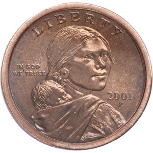 2001-P Sacagawea Dollar "Chocolate" Mint Error Main Image