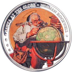 Norman Rockwell Silver-Plated Santa Round - Santa at the Globe Main Image