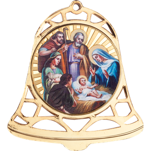 Gold-Plated Nativity Bell Ornament Main Image