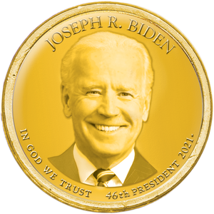 Colorized "Modern Presidents" Dollar with Golden Hue - Joseph Biden Main Image