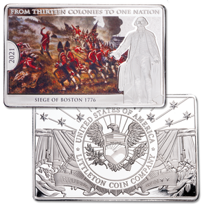 2021 Siege of Boston 13 Colonies to One Nation Silver-Plated 100 gram Copper Bar Main Image