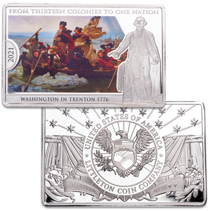2021 Washington Crossing the Delaware to Trenton 13 Colonies to One Nation Silver-Plated 100 gram Copper Bar Main Image