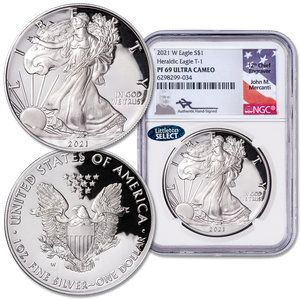 2021-W T1 Silver American Eagle with Mercanti Signature Main Image