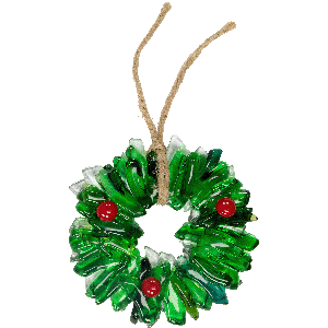 Fused Glass Christmas Wreath Ornament Main Image