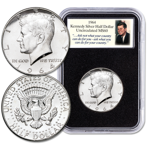 1964 Kennedy Silver Half Dollar in Deluxe Holder Main Image