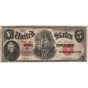 1907 $5 Legal Tender Note with Engraving Error Main Image