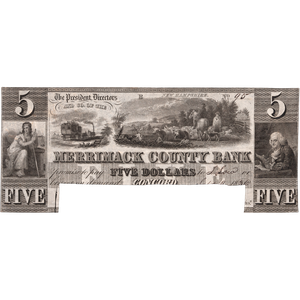 1824-1849 New Hampshire Merrimack County Bank Note with Readable Dates Main Image