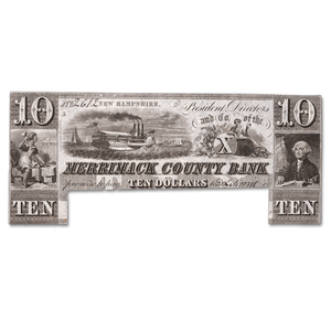 1824-1849 New Hampshire $10 Merrimack County Bank Note Main Image