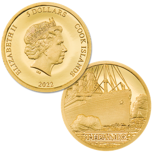 2022 Cook Islands 1/2 gram Gold $5 Titanic Coin Main Image