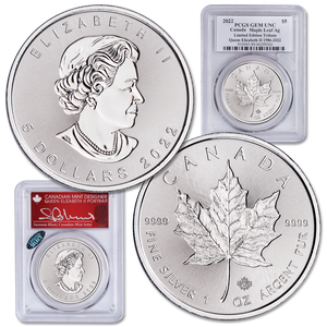 2022 Canada Silver $5 Maple Leaf Queen Elizabeth II Tribute Main Image