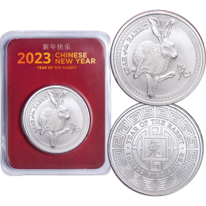 2023 1 oz. Silver Round Year of the Rabbit with Zodiac Card Main Image