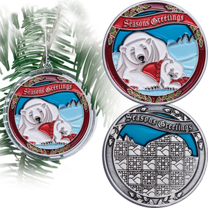 Snuggling Polar Bears Challenge Coin Ornament Main Image