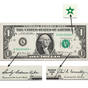 1969B $1 Federal Reserve Star Note Main Image
