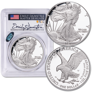 2021-W T2 Silver American Eagle with Damstra Signature Main Image