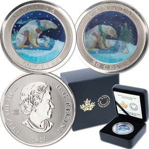 2023 Canada Nickel-Plated Steel 50 Cents Lenticular Holiday Sledding Main Image